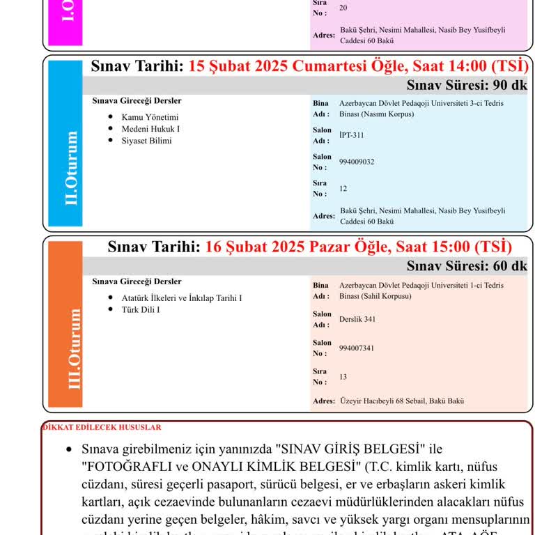 Yanlış Sınav Yeri Mağduriyeti