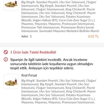 Trendyol Yemek Yanlış Sipariş ve İade Sorunları