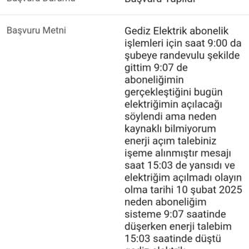 Gediz Elektrik Abonelik Sürecinde Gecikme Sorunu