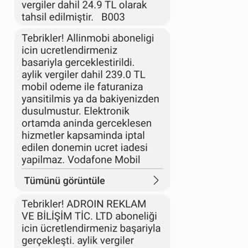 Vodafone'da İzinsiz Abonelik Ve Mobil Ödeme Sorunu