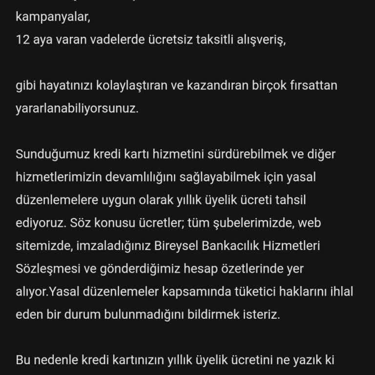 Haksız Kart Aidatlarının İadesi Talebi