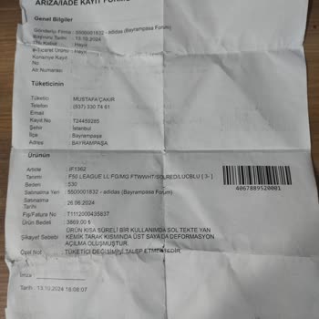 Adidas Ayakkabısının 3 Ayda Parçalanması Ve Garanti Sorunu