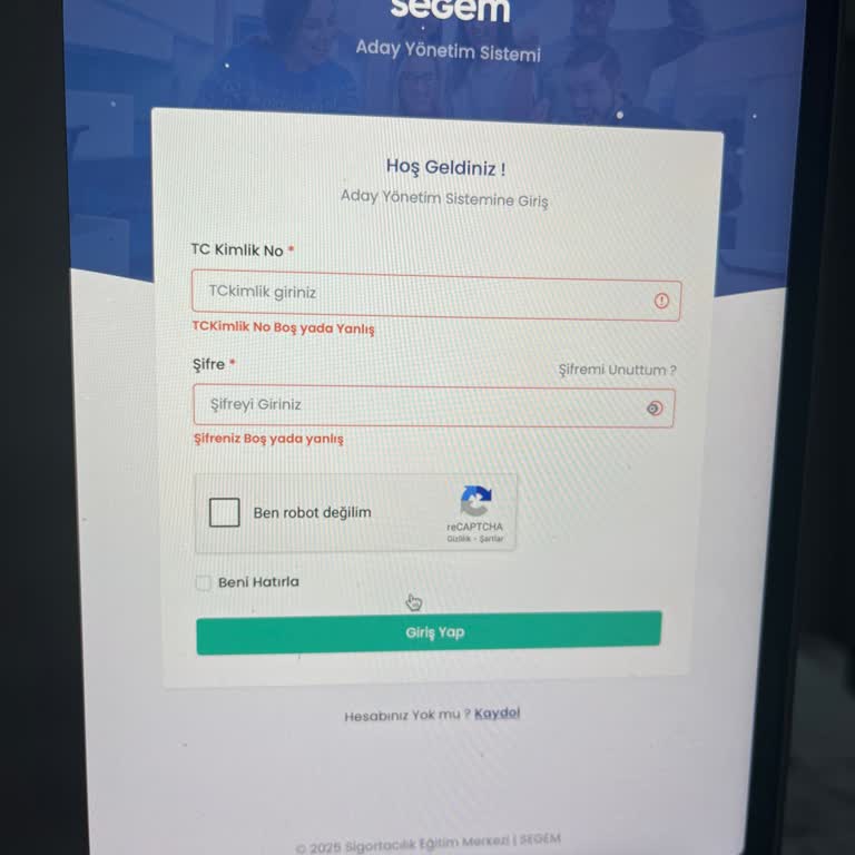 Segem Akademi Giriş Sorunu: Acil Destek Bekliyorum!