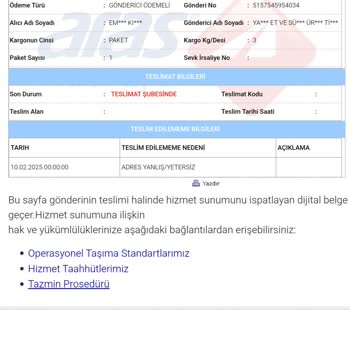 Antalya Aras Kargo Şubesi Adres Eksikliği Sorunu