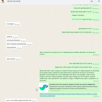 Zoompet.com.tr'den Ürün Teslim Edilmeyen Alışveriş Ve İade Sorunu