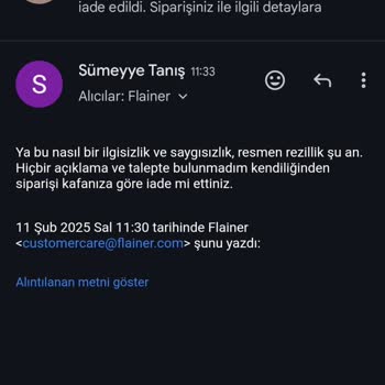 Flainer'dan Yapılan İndirimli Alışverişin Aniden İadesi Ve Müşteri Mağduriyeti