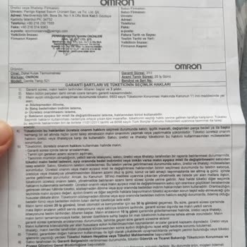 Omron Ateş Ölçer Yanlış Ölçüm Sorunu Ve Ulaşılmaz Müşteri Hizmeti