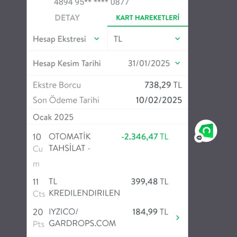 Kredi Kartı Ekstresi Üzerinden Kesilen Ücret