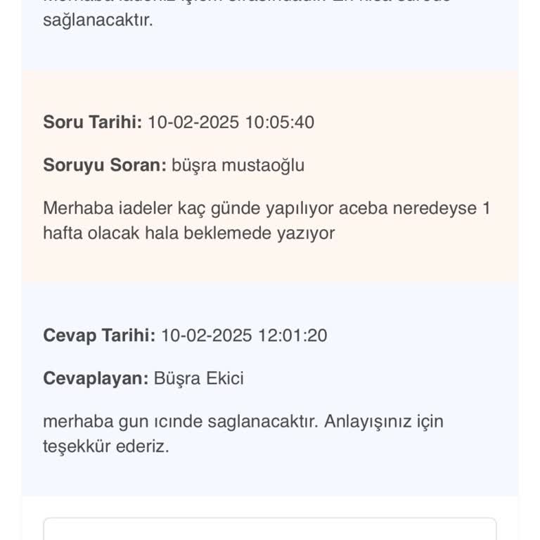 İade Süreci Ve Ürün Kalitesi Hakkında Hayal Kırıklığı