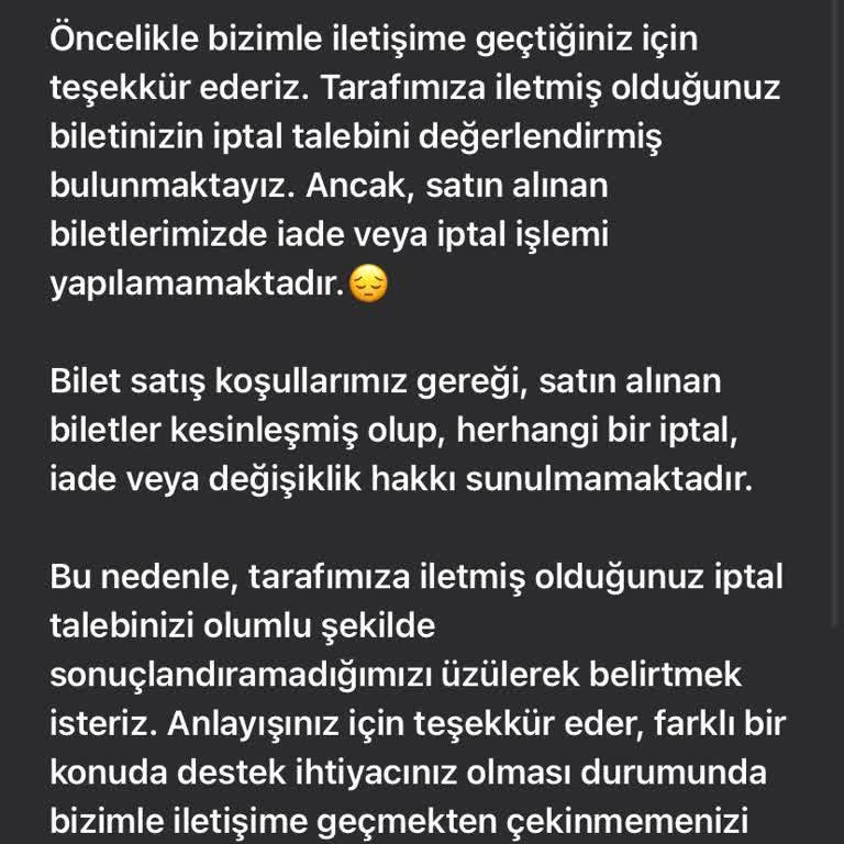 Yanlış Tarihli Bilet İçin İade Talebi