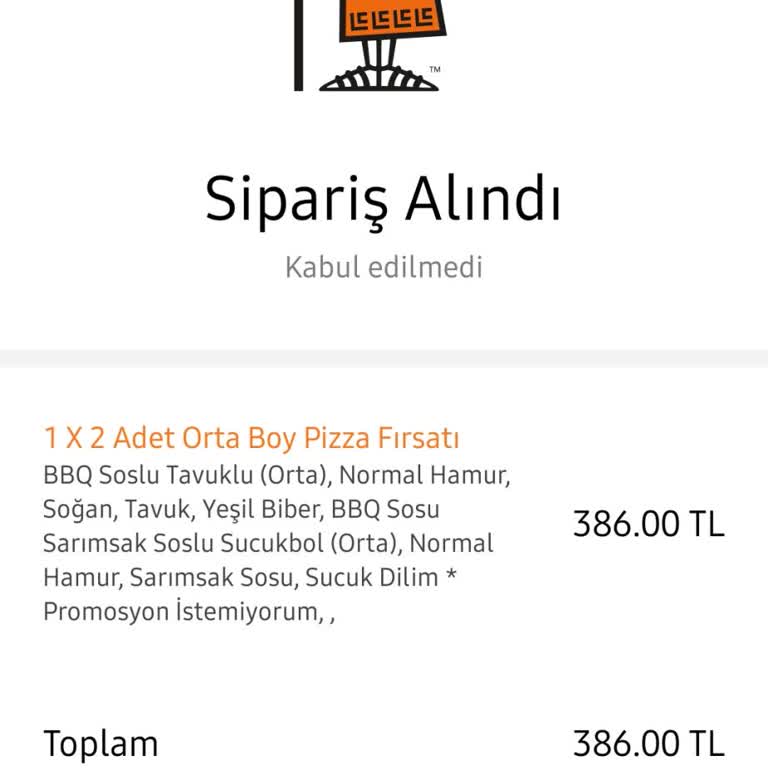 Pizza Siparişi İptal Edildi, Ödeme Gecikiyor