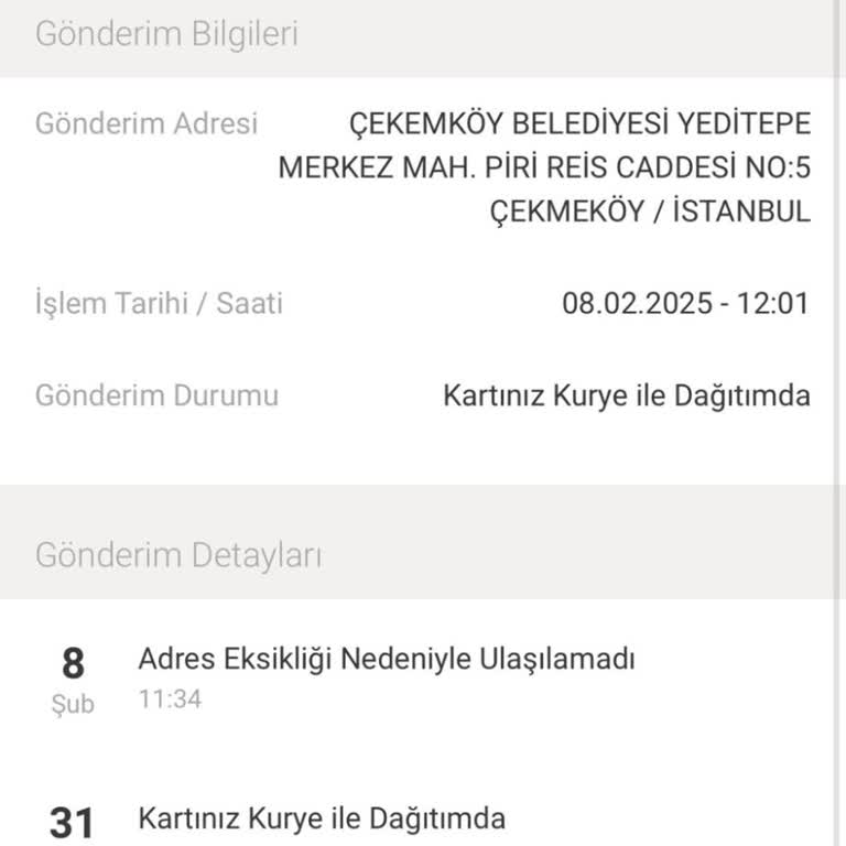 Kart Teslimatında Adres Hatası Ve Gecikme
