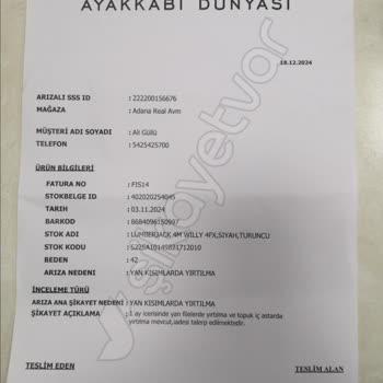 Ayakkabı Dünyası'ndan Alınan Lumberjack Ayakkabıda Hızlı Deformasyon Ve İletişim Sorunu