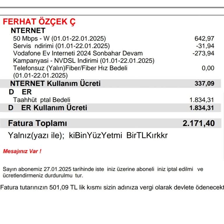 Vodafone'dan Habersiz Taahhüt Ve Yüksek Cayma Bedeli Şoku