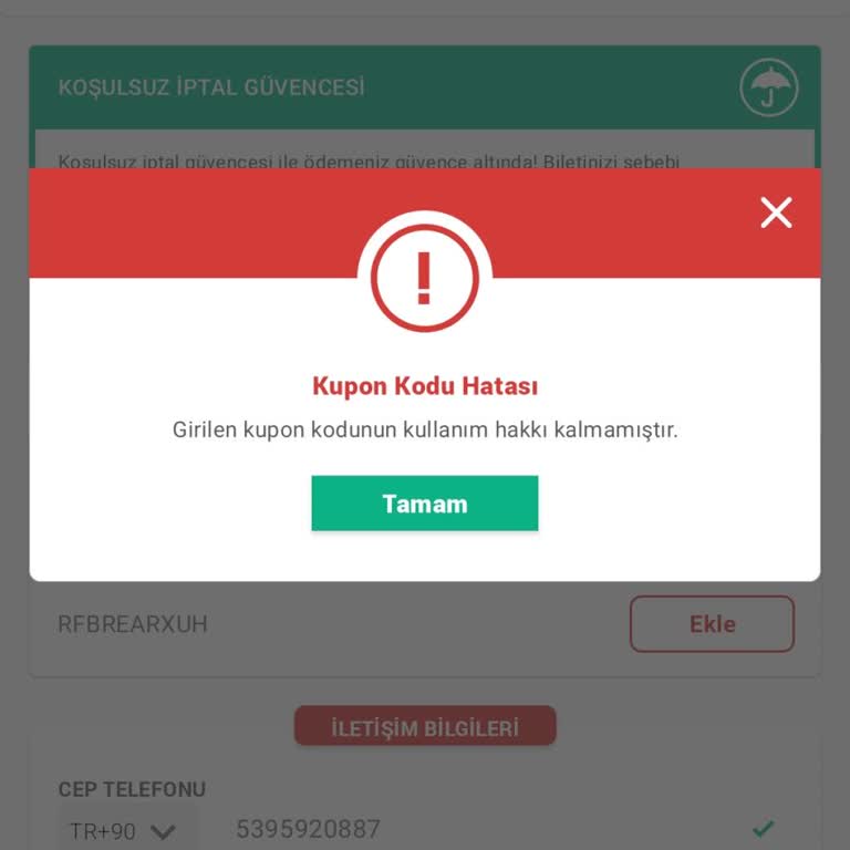 Kupon Kodu Kullanım Sorunu