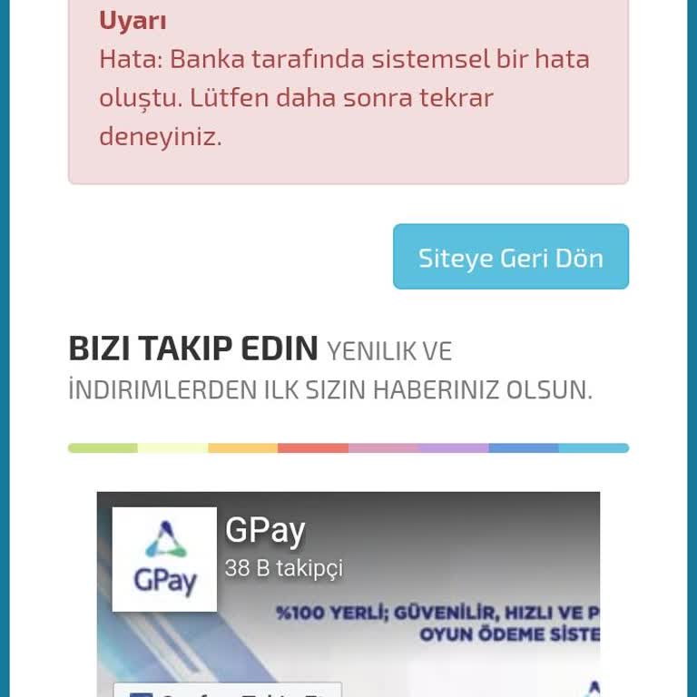 Banka Hatası Nedeniyle Yükleme Sorunu