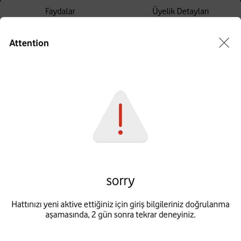 Vodafone Yanımda Uygulamasında Giriş Sorunu