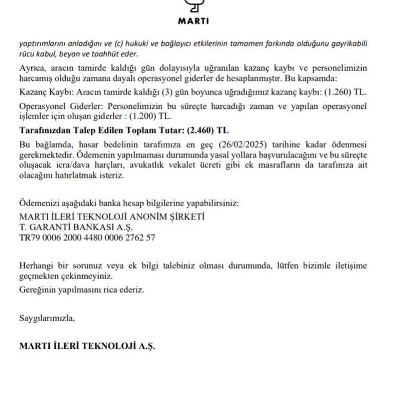 Martı Scooter Kazası Sonrası Haksız Ücret Talebi