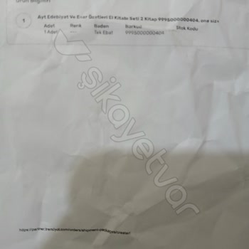 Trendyol M. K. R Sipariş Şikayeti