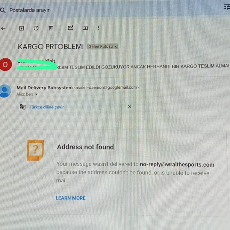 Teslim Edilmeyen Sipariş Ve Ulaşılamayan Destek