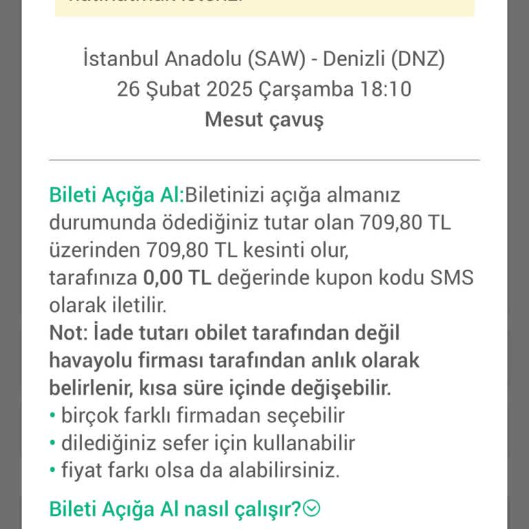 İptal Edilemeyen Bilet Ve Kupon Sorunu
