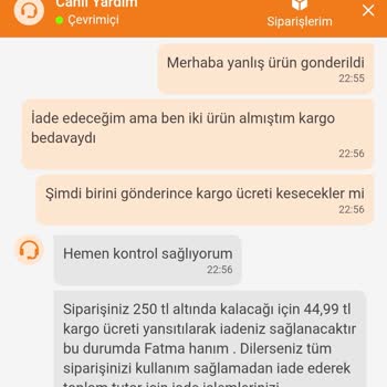 Yanlış Ürün Ve Kargo Ücreti Sorunu