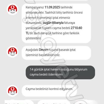 Vodafone Ev İnterneti Aboneliği Ve Haksız Cayma Bedeli Talebi