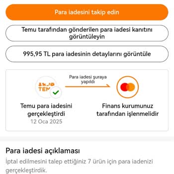 Temu'dan Alışveriş İptali Sonrası İade Sorunu