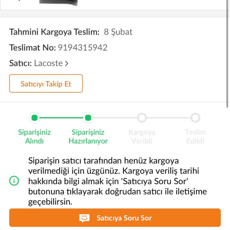 Trendyol'dan Aldığım Ayakkabının Kargoya Verilmemesi