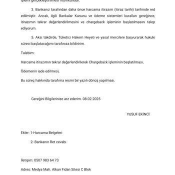 Harcama İtirazımın Yeniden Değerlendirilmesi Talebi