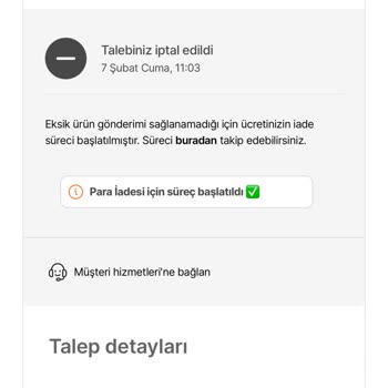 Eksik Ürün Ve Hatalı Ödeme Talebi