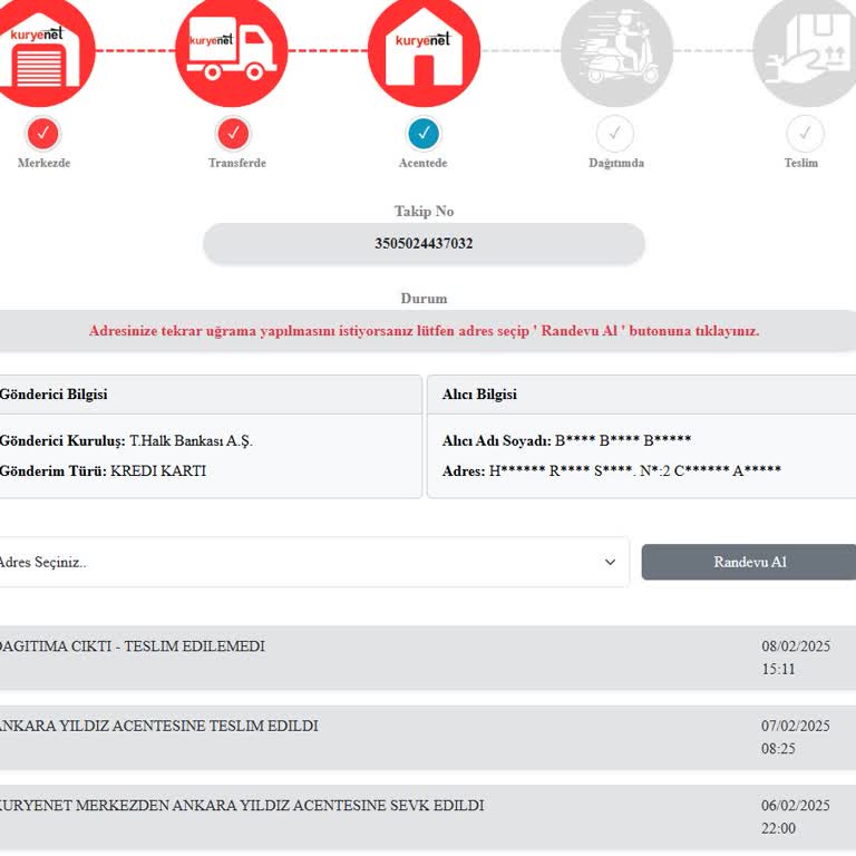 Hafta Sonu Teslim Edilemeyen Kredi Kartı Gönderimi