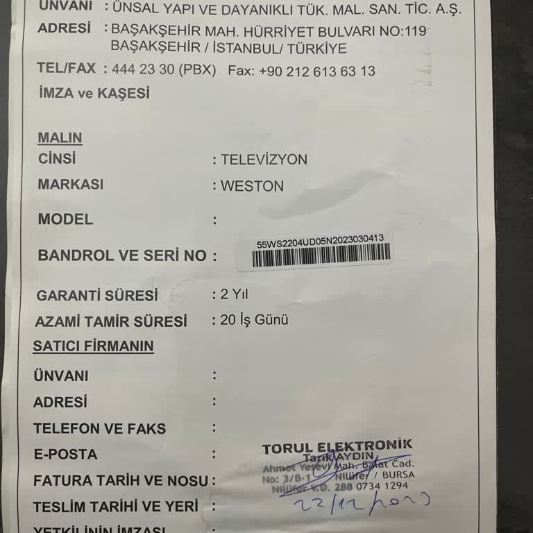 Weston Televizyonumun 3 Aydır Tamir Sürecinde Olması