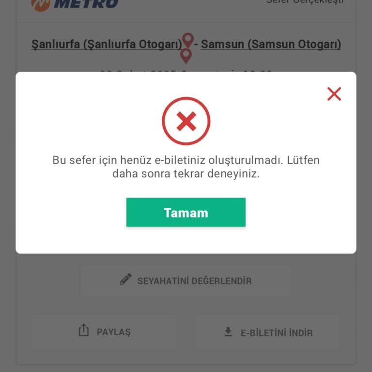 Metro Otobüs Firmasında E-Bilet Sorunu