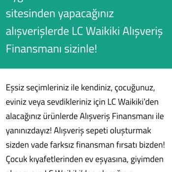 LCW Alışveriş Finansmanı İle İptal Edilen Siparişler