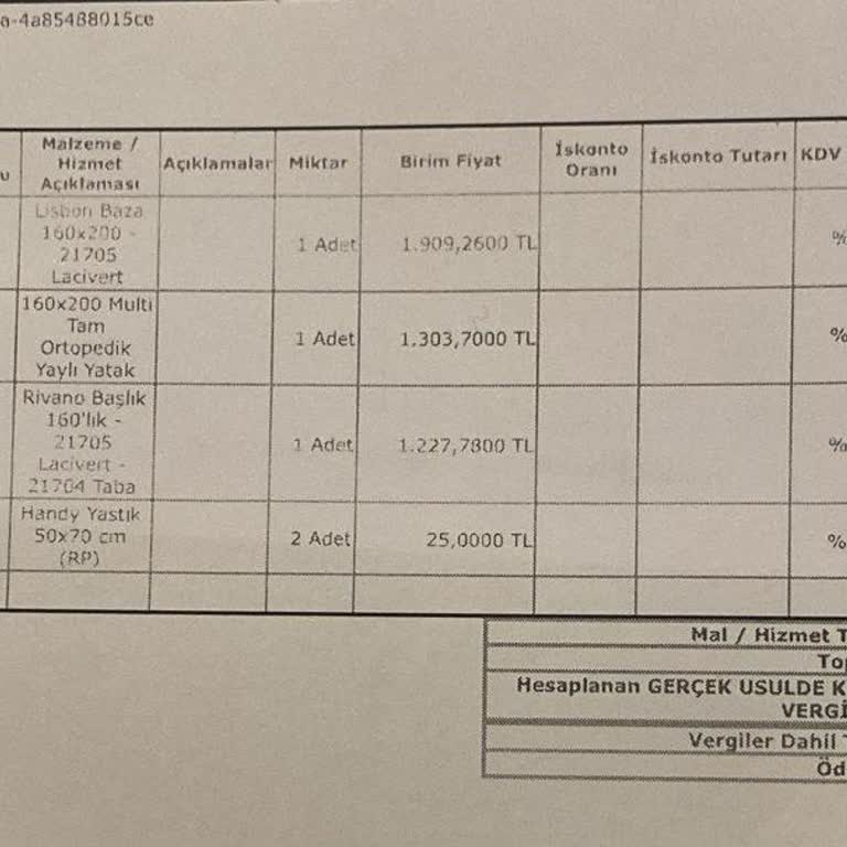 Yataş Yatakta Erken Çökme Ve Yüksek Servis Ücreti