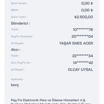 Payfix Hesabımdan İzinsiz Para Çekilmesi