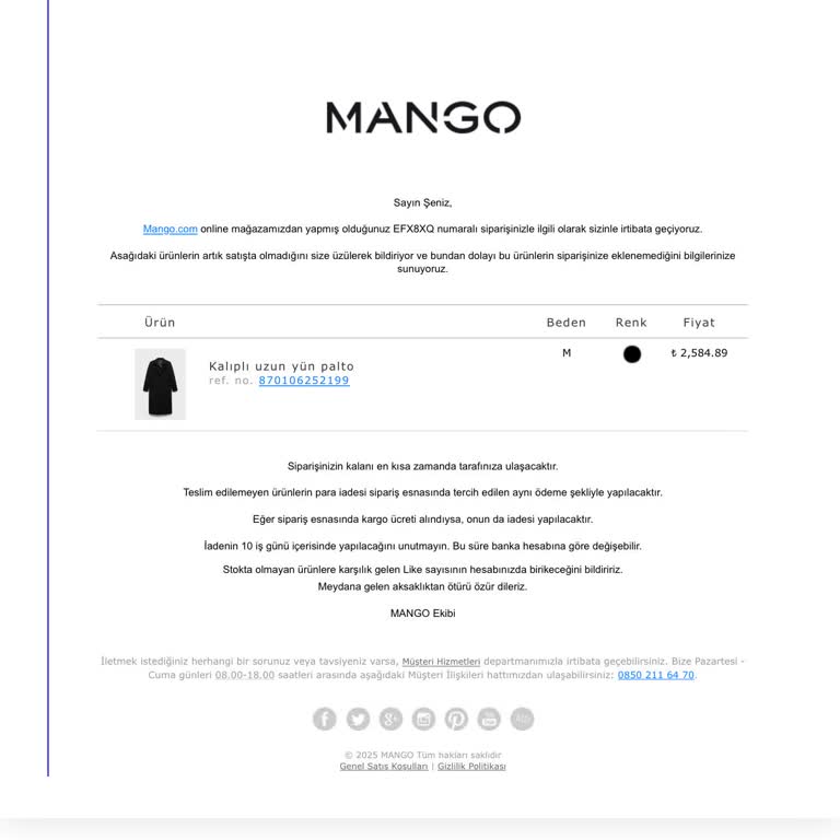 Mango'dan Stokta Olmayan Ürün Satışı Mağduriyeti