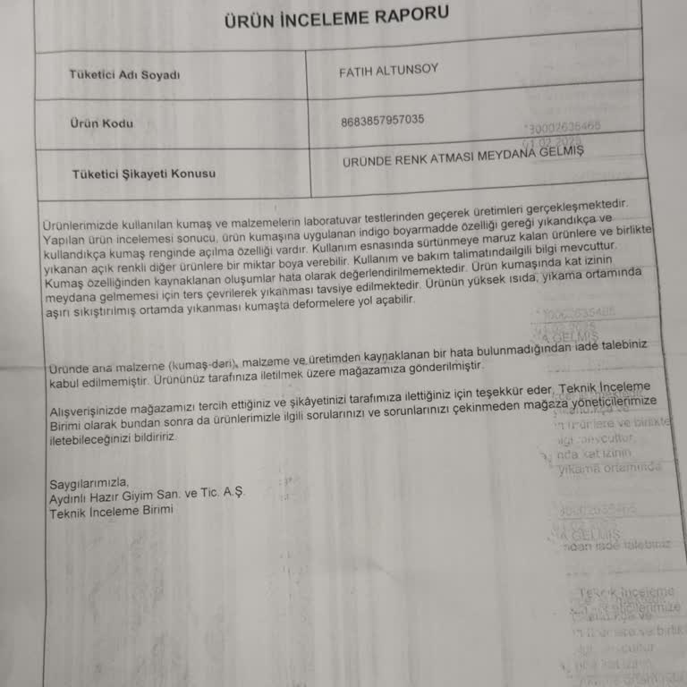 Ürün Kalitesi Ve İade Sürecinde Hayal Kırıklığı