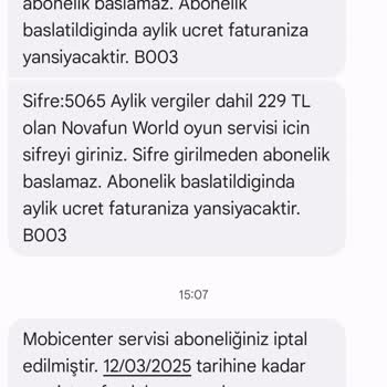 Allinmobi Beklenmedik Vodafone Abonelik Ücreti Ve İptal Talebi