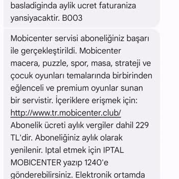 Allinmobi Beklenmedik Vodafone Abonelik Ücreti Ve İptal Talebi