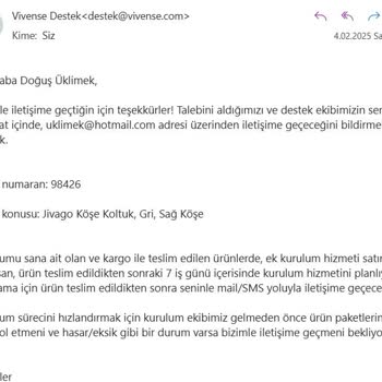 Vivense'den Aldığım Koltuk Takımı Ve Yetersiz Müşteri Hizmetleri