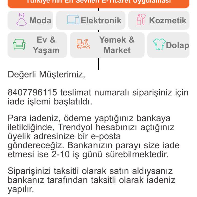 Trendyol'dan Sipariş Edilen Ayakkabının Teslim Edilmemesi Ve Stok Sorunu