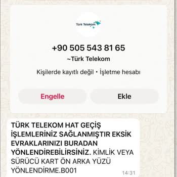 Kimlik Bilgilerimle İlgili Şüpheli Arama Ve WhatsApp Mesajı