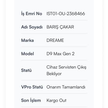 Dream Robot Süpürge Servis Sorunu Ve Yanlış Adrese Gönderim