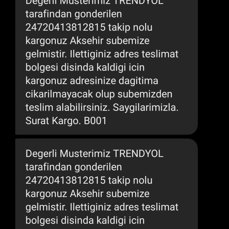 Sürat Kargo Teslimat Bölgesi Dışında Kalan Adres Sorunu