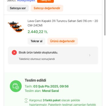 Eksik Ürün Teslimatı Ve İlgisiz Müşteri Hizmetleri