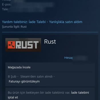 Steam İade Talebime Yanıt Bekliyorum