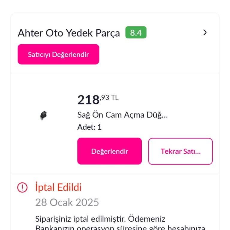 Para İadesi Bekleyen Müşteri