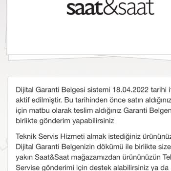 Garanti Belgesi Ve Müşteri Hizmetleri Sorunu
